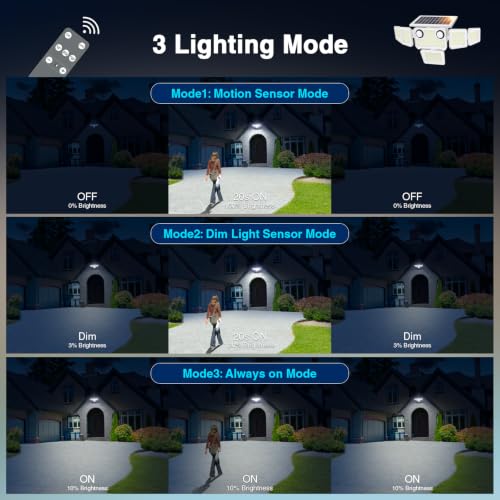 SZPOWER 6000LM Solar Lights Outdoor, 6 Heads Solar Flood Lights with 2 Motion Sensors & Remote Control, IP65 Waterproof, LED Security Lights for Yard, Patio, House, 2 Pack - image 4