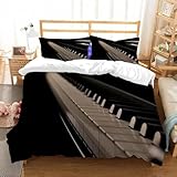 Funda Nordica Cama 80/90 Niños Teclas De Piano 3D Ropa de Cama 135x200 Funda Nórdica 3 Piezas Tema De Instrumentos Musicales Funda de Edredon de Suave con Cremallera y 2 Fundas de Almohada D.1724