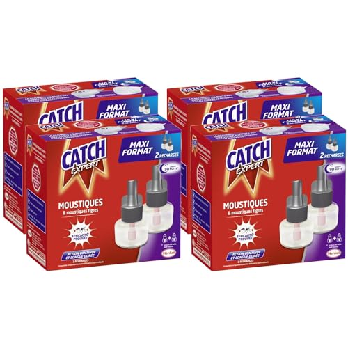 CATCH EXPERT Pack de 4 x 2 Recharges électriques 45 nuits