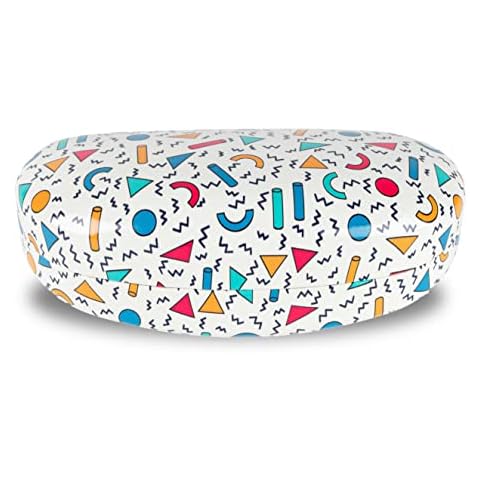 LAGO TERRA Memphis Print Hard Shell Sunglasses Case - White (Large) Cover