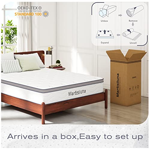 Martisiluna Twin Mattress, 10.5 Inch Memory Foam Hybrid Twin Mattress In A Box, With Antistatic Silver Fiber Fabric, Double Edge Support & Pressure Relief, Certipur-Us Certified #TOP6