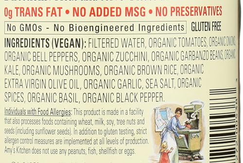 Image of Amy's Soup, Vegan Hearty Rustic Italian Vegetable Soup, Gluten Free, Made With Organic Beans and Rice, Canned Soup, 14 Oz