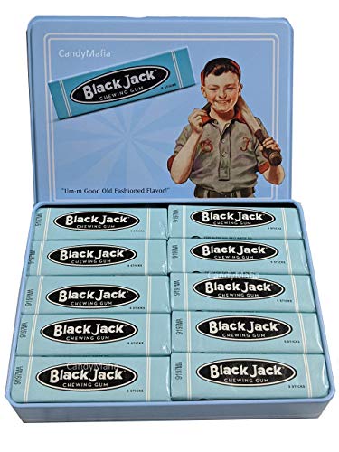 Black Jack (Blackjack) Gum Vintage Collectors Tin with 10 packs of BlackJack Gum - 2 PACK