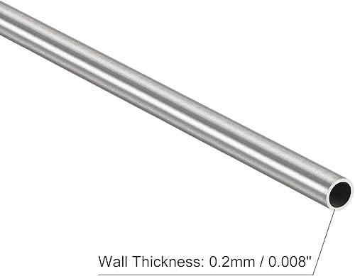 Miniatura 3 de uxcell 4 tubos de acero inoxidable 304, OD 0.157 in x 0.008 in pared gruesa 7.874 in longitud capilar tubo de metal para maquinaria industrial