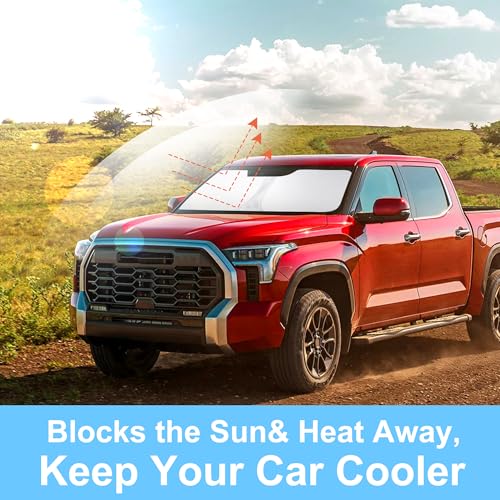 Image of Windshield Sun Shade Custom Fit for 2022 2023 2024 2025 2026 Toyota Tundra Accessories Foldable Sunshade Sun Blocker Protect Car from Sun Rays & Heat Damage Keep Car Cooler