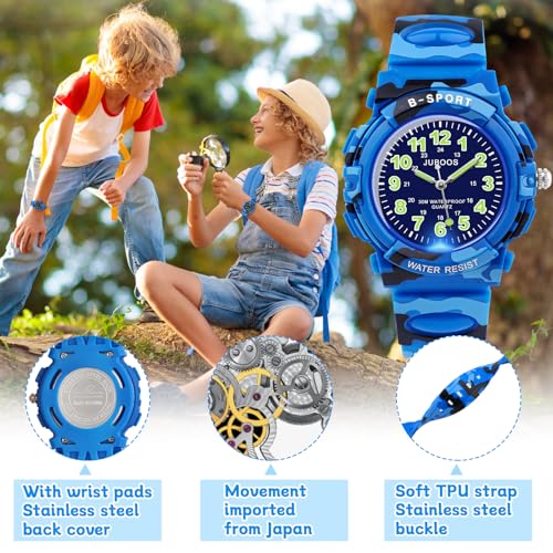 Image of Juboos Kids Watch Analog for Boys Girls, Childrens Waterproof Soft Strap Kids Time Teaching Quartz Wristwatch for Ages 5-15