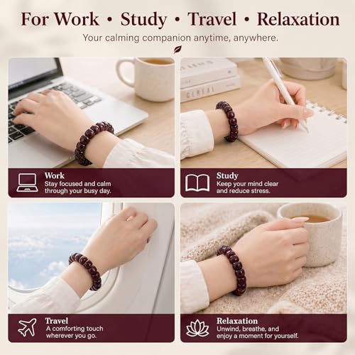 Image of Long tiantian Bodhi Fidget Bracelet for Women Natural Mudi Bodhi Seed Stretch Bracelets Protection Healing Jewelry Anxiety Relief Items