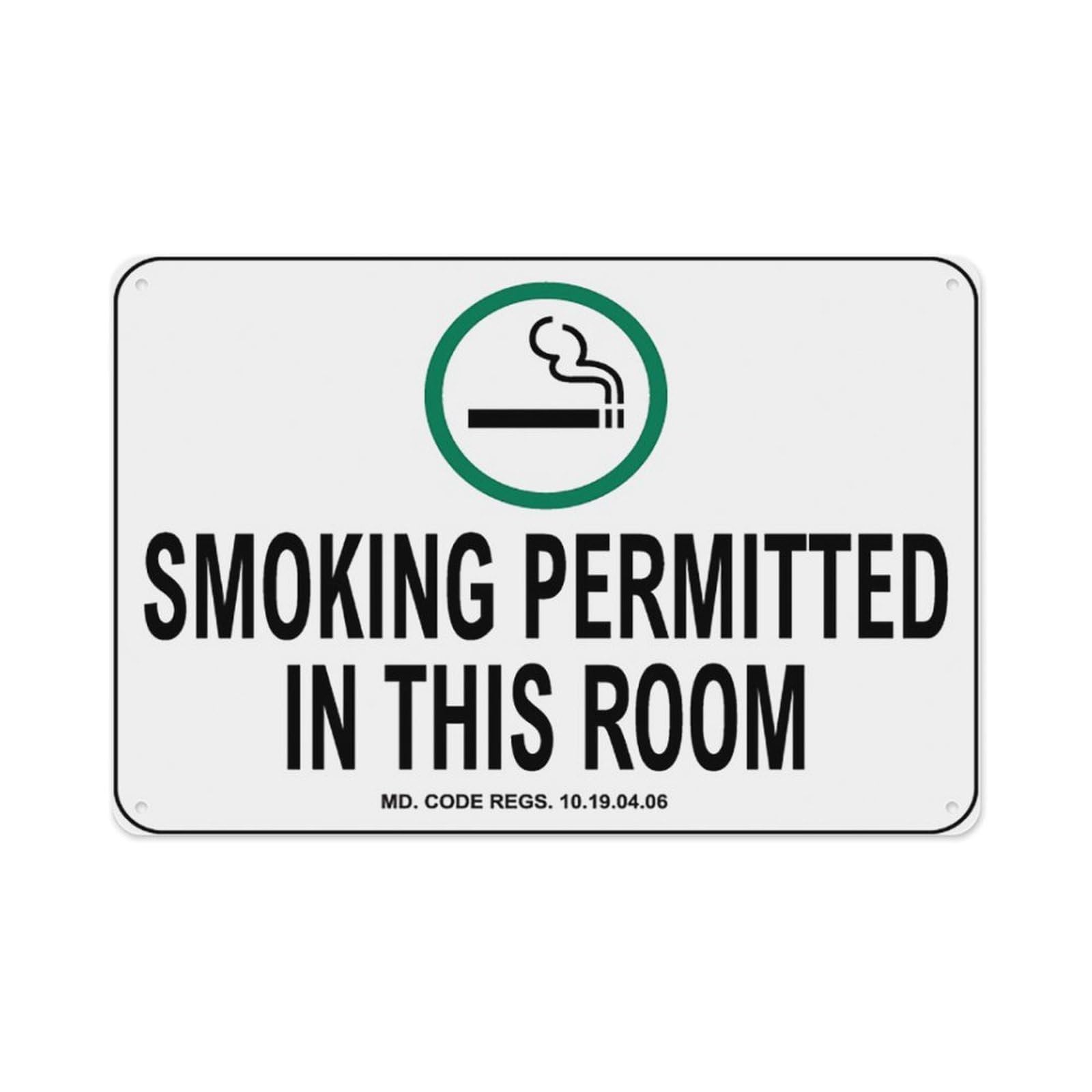peiyeety Maryland Smoking Permitted In This Room Sign Aluminum Tin Warning Signs For Home Outdoor Garden 8X12 Inches