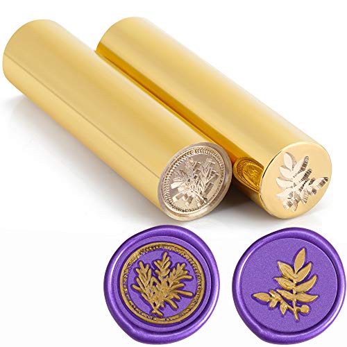 Mornajina Double-Sided Engraving Wax Seal Stamp, Leaf Wax Stamp/Botanical Wax Stamps, 15mm Mini Brass Stamp Wax Seal, Rosemary Wax Seal Stamp, Fit Envelope, Card, Bottle, Gift Wrapping Decoration