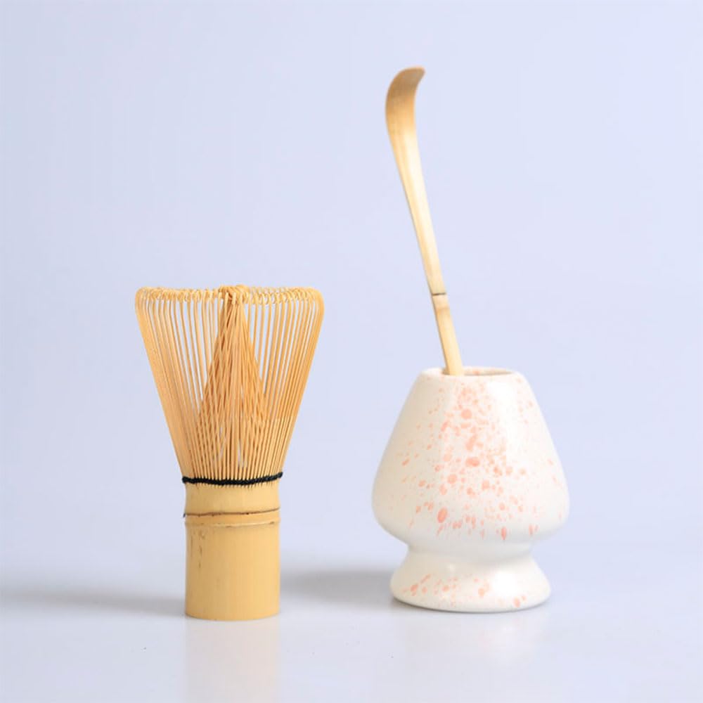 Matcha Chasen 3 Piece Set 100 Prong Whisk Scoop Holder Cherry Blossom