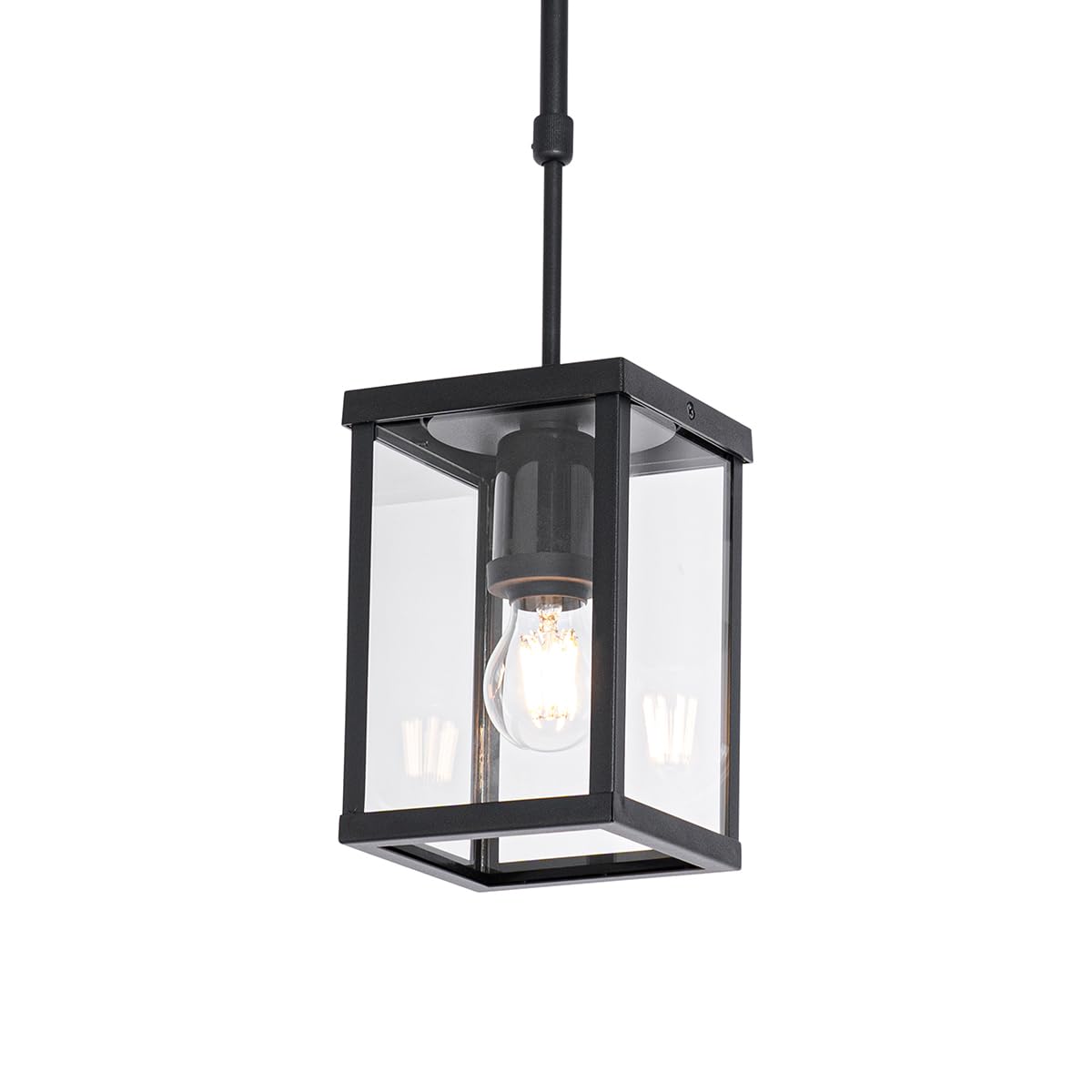 Suspension 1 lumière L 14 cm Noir Rustique éclairage extérieur