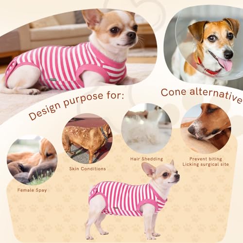 Image of Dog Recovery Suit Post Surgery Shirt,Large Female Spay Wound Protective Suit,Pink XL