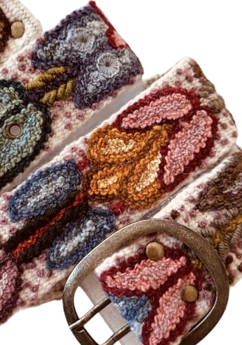 Embroidered Belt, Peruvian Belt, Peruvian Embroidered Belt, Embroidered Belt for Women, Flower Belt, Handmade - Andina Cream2