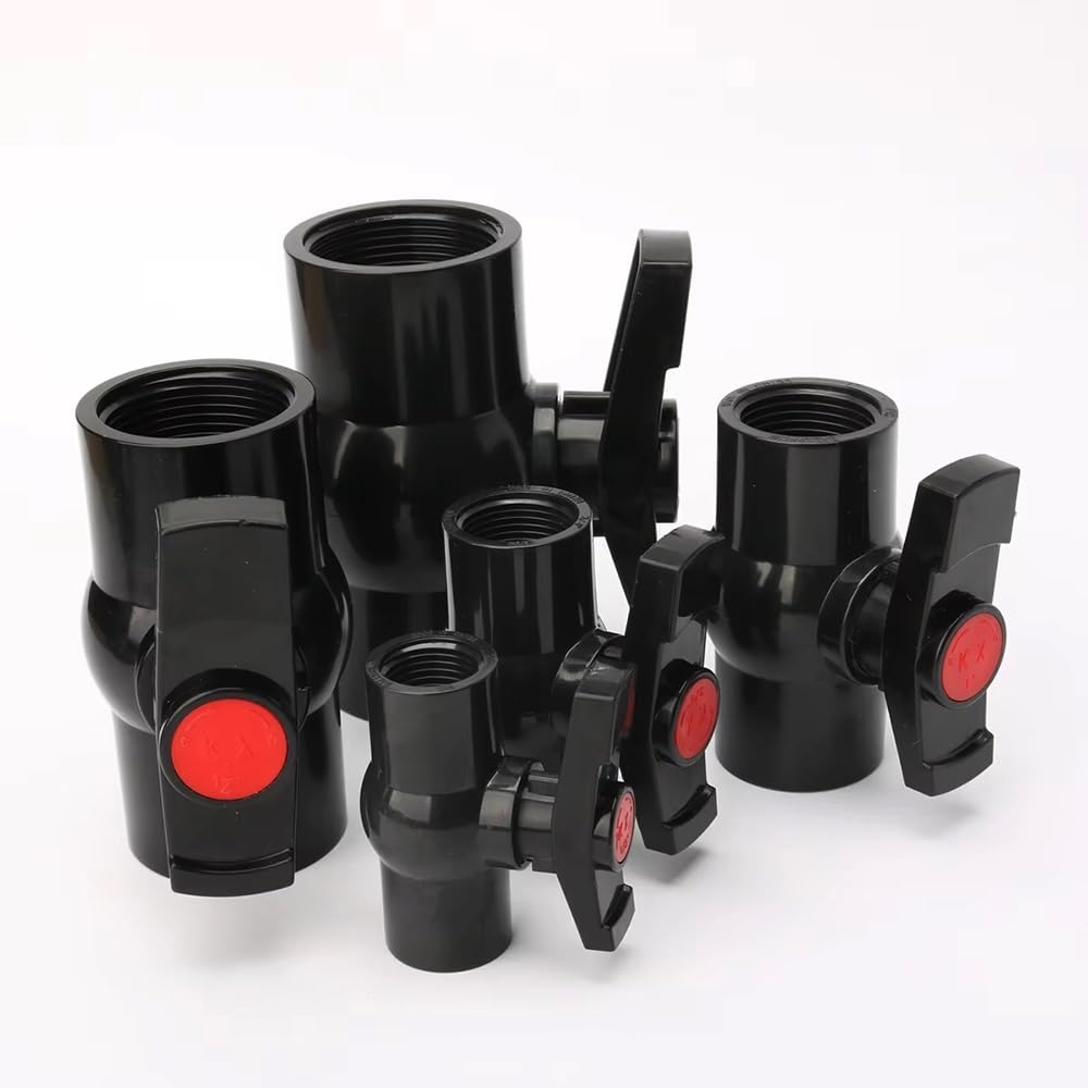 Vanne à bille en PVC noir 3/4 pouce pour raccordement de tuyau d'eau et drainage