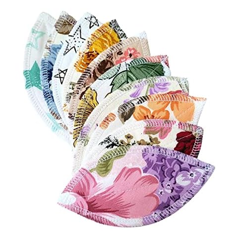 Lilind® 10 Pack Interlabial Pads, Reusable Organic Cloth, Washable Menstrual Extra-Thin, Tampon Cup Backup, Zero Waste 100% Cotton, Random Flowers Cover
