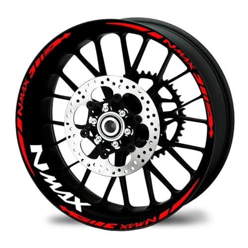 QYGGBD Pegatinas para Llantas Pegatinas Reflectantes para Llantas De Motocicleta para Yamaha NMAX155 N-MAX 155, Calcomanía para Buje De Rueda, Calcomanía para Rueda Juego Completo