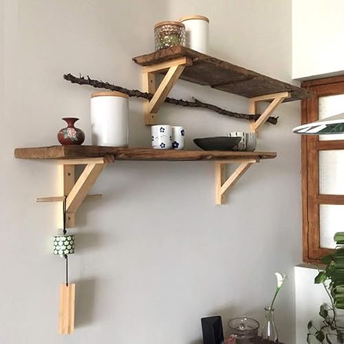 Miniatura 6 de Soportes flotantes de madera maciza triangular, soporte de ángulo recto espesar soportes de estante de carga, soporte de estantería para decoración