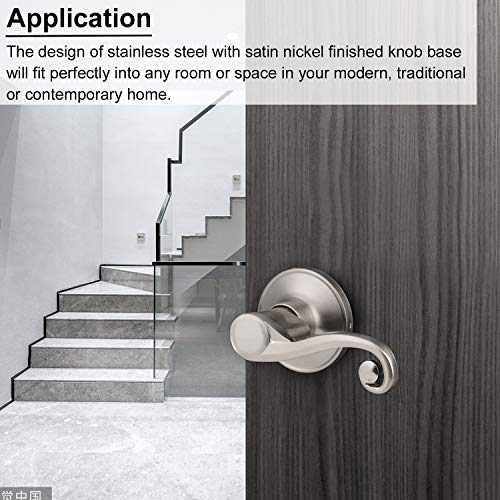 Door Knobs For Interior Door, Passage Door Handles For Hallway Closets Pantry, Satin Nickel Finish Wave Door Levers Euro Style Handleset, Door Knob Contractor Pack Of 1 #TOP3
