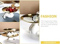 Vista 5 de Operitacx Plato de cerámica de conejo conejo: Platos de cerámica Soporte de pastel de postre Servidor de alimentos Bandeja de joyería Bandeja