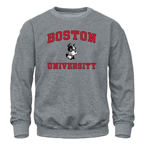 Barnesmith Boston University BU Terriers Adult Unisex Crewneck Sweatshirt, Spirit, Charcoal Grey, Small
