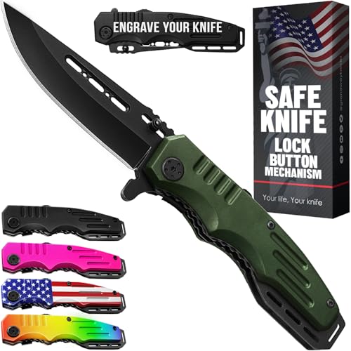 Spring Assisted Army Green Pocket Knife