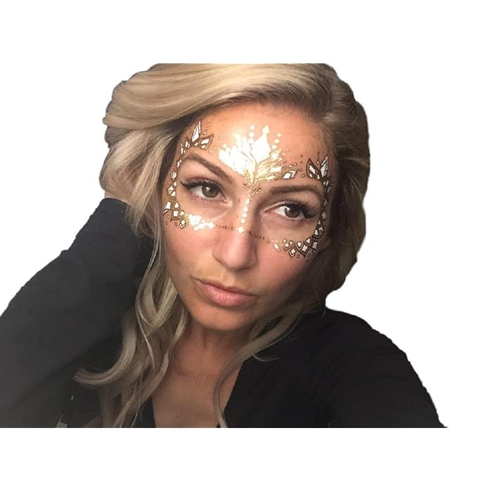 Buy Gold Temporary Tattoos by Golden Ratio Tats, Metallic Festival Face