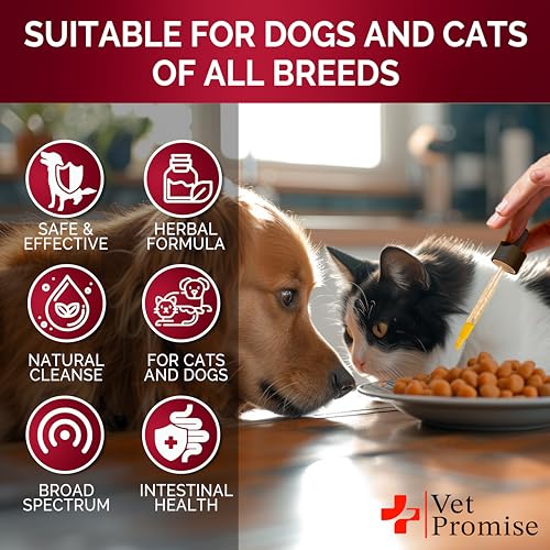 Natural Cat & Dog Intestinal Defense - Herbal Broad Spectrum Cleanser - Helps Remove Parasites & Toxins - Liquid Medication Supplement for Puppies & Kittens – UTI Support - Made in USA