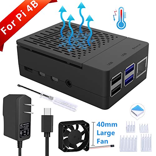 GeeekPi Raspberry Pi 4 Model B Case with 5V 3A US Power Supply, Raspberry Pi 4B Case with Fan 40X40X - //coolthings.us
