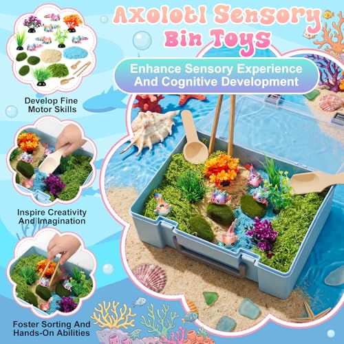 Jenaai Axolotl Sensory Bin Axolotl Sandbox Sand Kit Sensory Bin Filler Education Activities DIY Making Kit for Pretend Learning Game Play Ideal Decorations Gift Spring Sorting Counting Training - Image 2