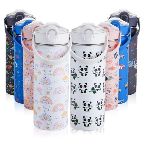 Autsel 550ml Botella Agua Acero Inoxidable para Niños con Pajita, Botella Termica Infantil Frías y Calientes Sin BPA para la Escuela