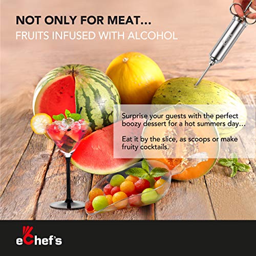 Premium Meat Injector Kit - Syringe | 3 Marinade Injector Needles | 2 Meat Claws | Cleaning Brushes - Quality 304 Food Grade Stainless Steel - Carry Case - Magnetic Meat Smoking Guide #TOP4