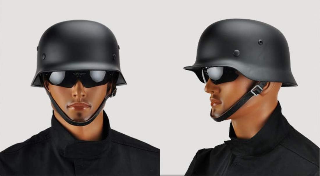 Classic Replica WW2 German Army M35 M1935 Steel Helmet Stahlhelm with Leather Liner & Leather Chin Strap