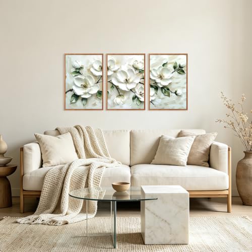 Image of CHDITB Beige Flower Framed wall art set of 3 16X24 Inch