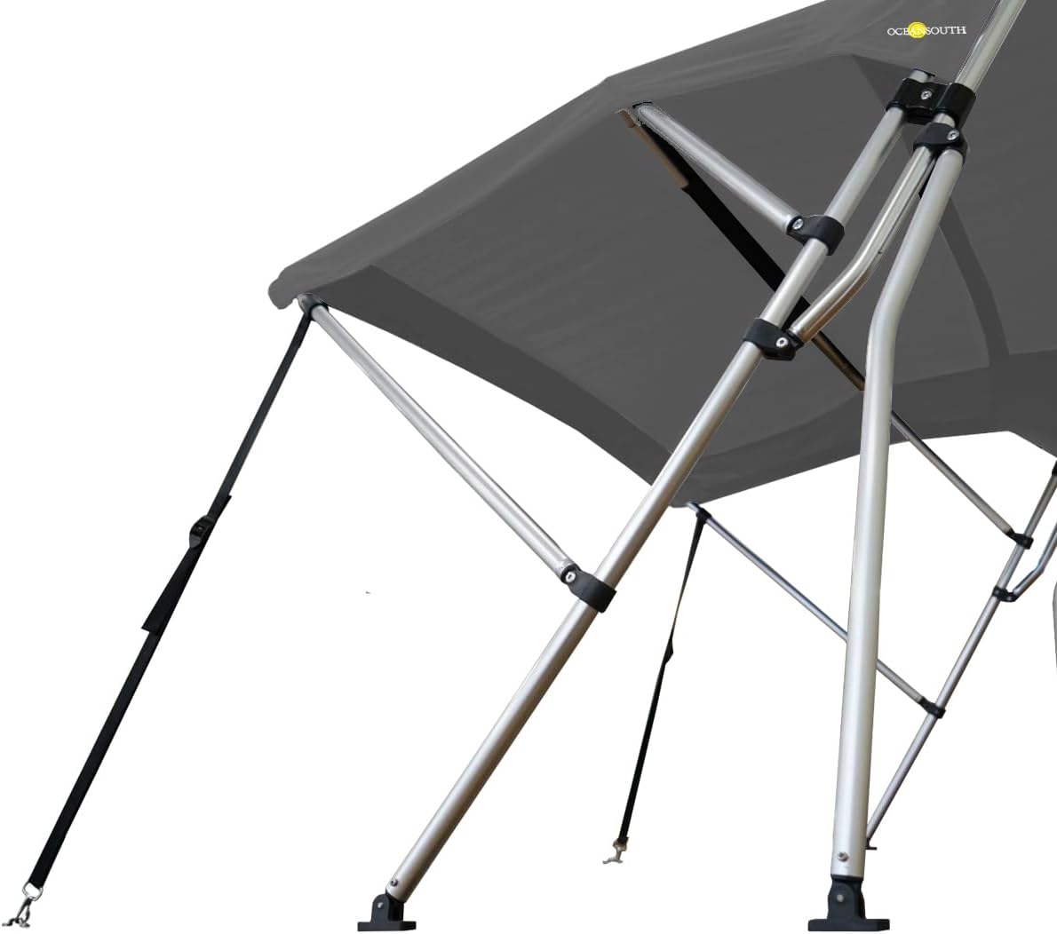 Oceansouth 3 Bow Bimini Top with Rear Support Poles, Waterproof Includes Storage Boot