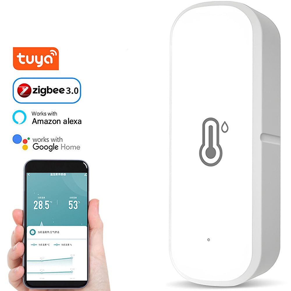 per Tuya Intelligente Temperatura, 4 Pezzi Zigbee Igrometro Termometro, Rilevatore di umidità Temperatura Senza Fili per la Casa Serra