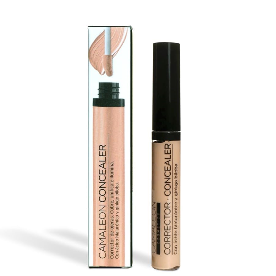 Camaleon Cosmetics - Corrector de Ojeras con Ácido Hialurónico y Ginkgo Biloba - Textura Cremosa - No Cuartea - 4 tonos disponibles: Light, Natural, Medium y Gold - vegano (Tono Medium)