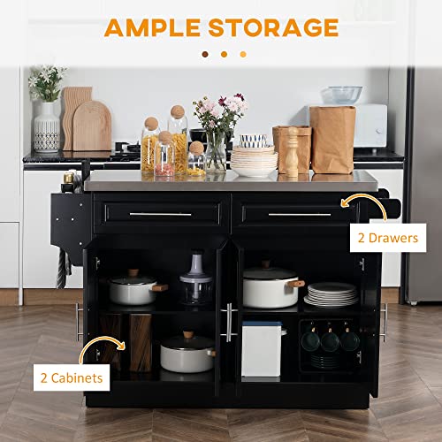 image for HOMCOM Rolling Kitchen Island with Storage, Portable Kitchen Cart with