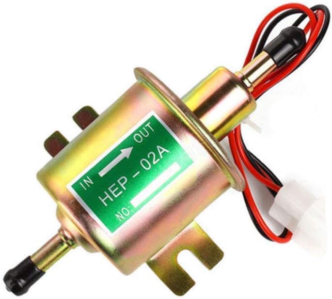 Electric Fuel Pump Inline Fuel Transfer Pump 12v Universal Low Pressure Gas Diesel Fuel Pump for Carburetor 2.5-4psi HEP-02A