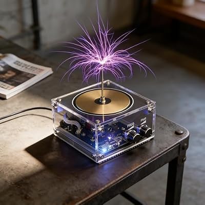 10 Cm Solid State Music Tesla Coil Artificial Lightning Desktop Toy For unisex-adult Electric Power Wireless Transmission Model Science Experiment Tool