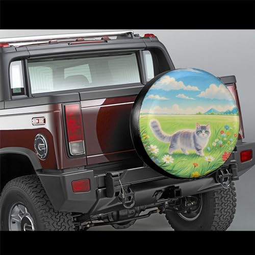 Image of Funny Cat Spare Tire Cover Wheel Protector Weatherproof Wheel Cover Universal Decorative Accessories for Camper RV SUV Travel Trailer 17 inch