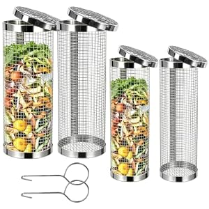 4 Pcs Inground Worm Composting Bin,Stainless Steel Composter with Lid