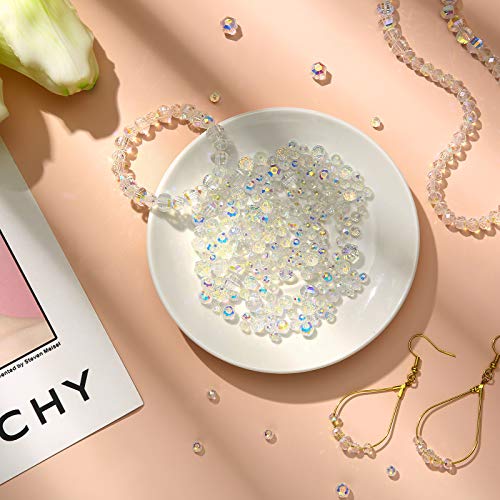 600 Pieces Crystal Rondelle Faceted Beads Gemstone Glass Beads Loose Beads Briolette Bead For Diy Jewelry Crafts Making 8 Mm, 6 Mm, 4 Mm (Ab Color) #TOP5