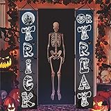 【2 Paquetes de Pancartas para Puertas de Halloween】 La pancarta de Halloween mide 180 cm x 32 cm e incluye 2 pancartas y 1 cuerda de 20 pies / 6 m. Es lo suficientemente grande como para usarse para decoración de Halloween y fotografía de fiestas de Halloween, el tamaño adicional también es muy adecuado para decoración de interiores o exteriores.