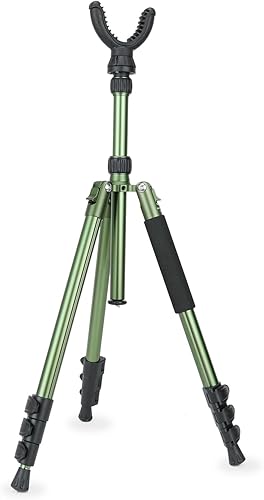 Miniatura 9 de Trípode de disparo para caza, yugo en V, con rotación de 360, altura ajustable, de 7 a 69 pulgadas, trípode portátil de aluminio para caza, tiro y