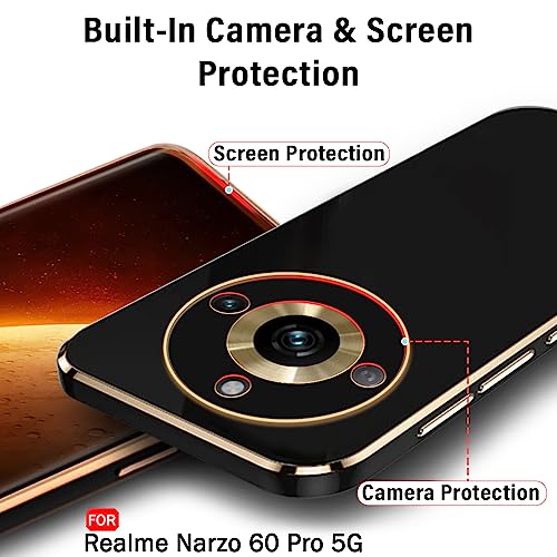 Image of TheGiftKart TPU Luxurious Golden-Plated Back Cover Case For Realme Narzo 60 Pro 5G|Raised Lips For Camera&Screen Protection|Shockproof Design|Stylish Back Cover For Realme Narzo 60 Pro 5G (Black)