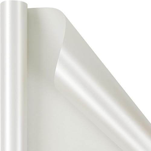 Miniatura 8 de LaRibbons Papel de regalo blanco, mini rollo de 17 pulgadas x 33 pies, rollos de papel de regalo de Navidad de color sólido con brillo perlado,