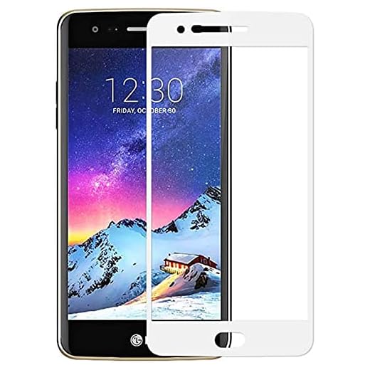 MUNDDY Protector de Pantalla Completa para LG K10 2017 de Dureza de 9H sin Burbujas (Blanco) .Full Cover LG K10 2017 Cristal Vidrio Templado Premium de Cobertura Completa con Bordes Redondeados.