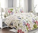 Jarson Floral Quilts Set Twin Size, 3Pcs Lightweight Summer Bedspreads, Country Purple Flowers Beddi