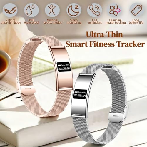 Image of Fitness Tracker Smart Watch for Women Men,Ultra Thin Smart Bracelet 2.8mm Metal Strap,Slim Activity Tracker with Heart Rate, SpO2,Sleep Tracking, IP68 Waterproof (CANMIXK01)