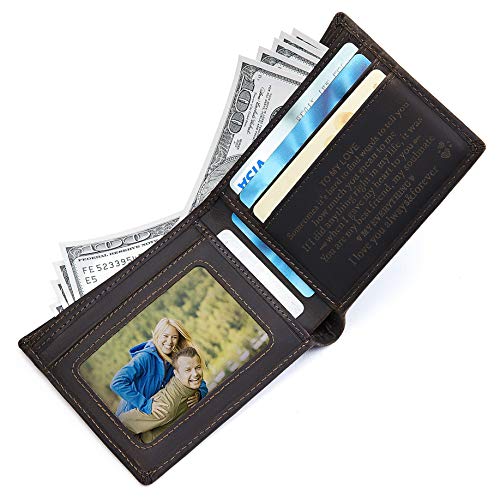 Personalized Engraved Wallet For Husband Boyfriend From Girlfriend Wife - Love Message Slim Bifold Purse - Minimalist Rfid Blocking Leather Wallet For Birthday Anniversary Christmas Valentines Day #TOP2
